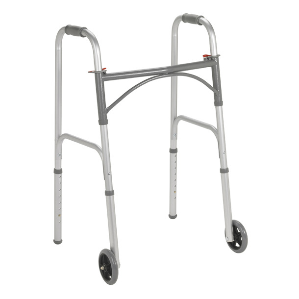 Folding Walker, Two Button with 5 Wheels